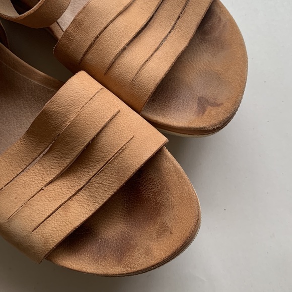 Eileen Fisher Leather Platform Open Toe Strappy Sandal Tan Size 6 - Picture 7 of 9